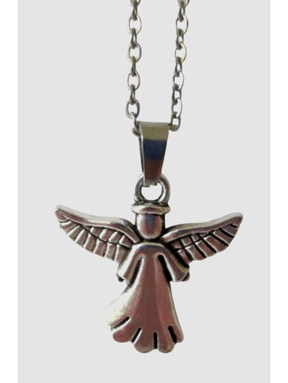 New Angel Pendant Necklace on 18" Stainless Chain Celestial Angelic Jewelry Gift